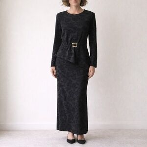 Joseph Ribkoff Jacquard Flocked Velvet Stretch Matching Set Floral Textured 10.